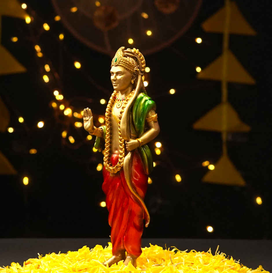 Antique Gold Ram Idol Resin 8 inch by ServDharm | ServDharm