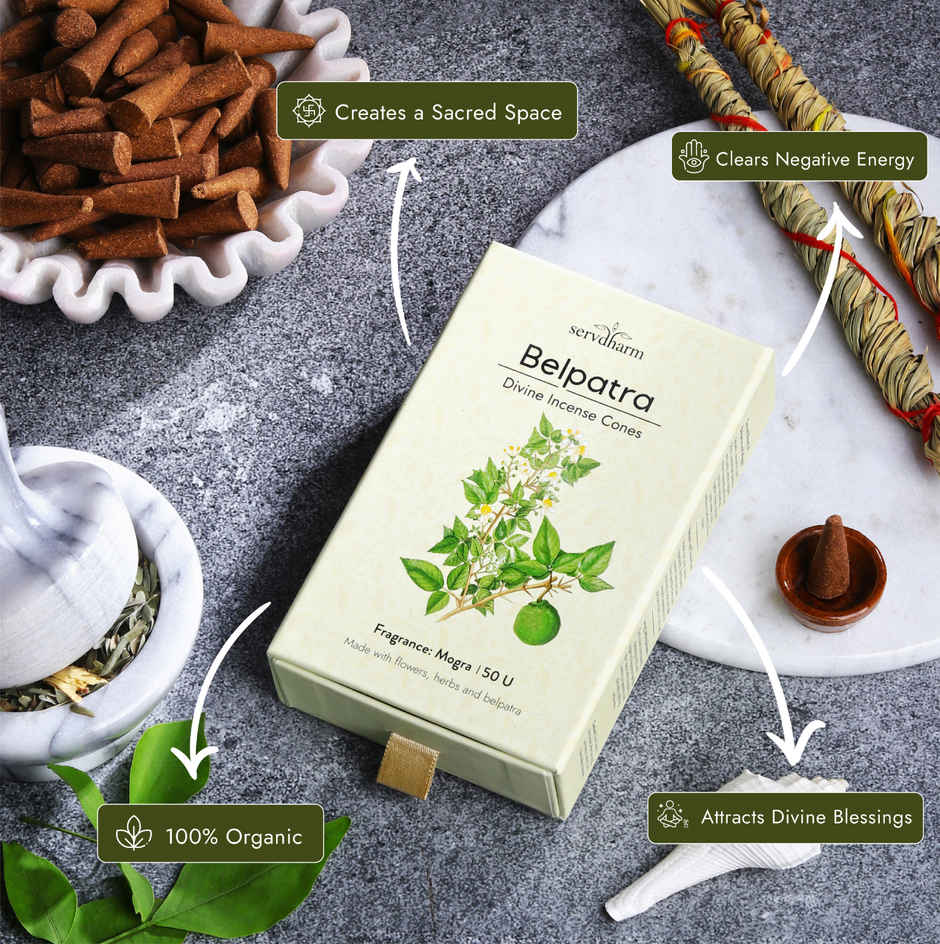 Belpatra Divine Incense Cones | Fragrance Mogra | ServDharm