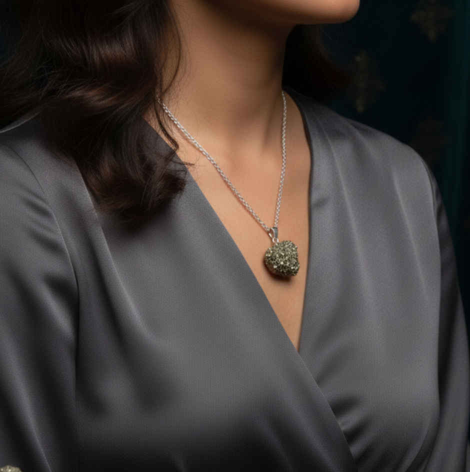 Raw Pyrite Pendant With Chain | ServDharm