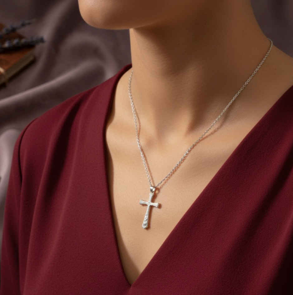 Holy Cross Pendant With Silver Plated Chain | ServDharm