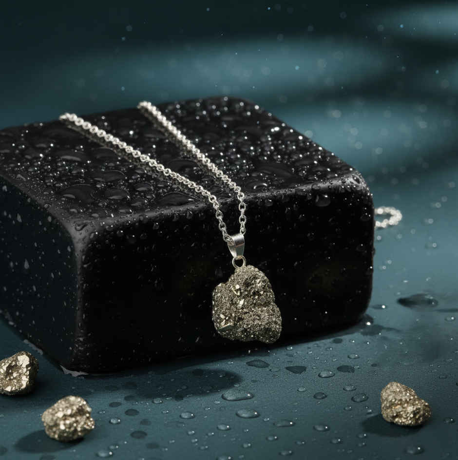 Raw Pyrite Pendant With Chain | ServDharm