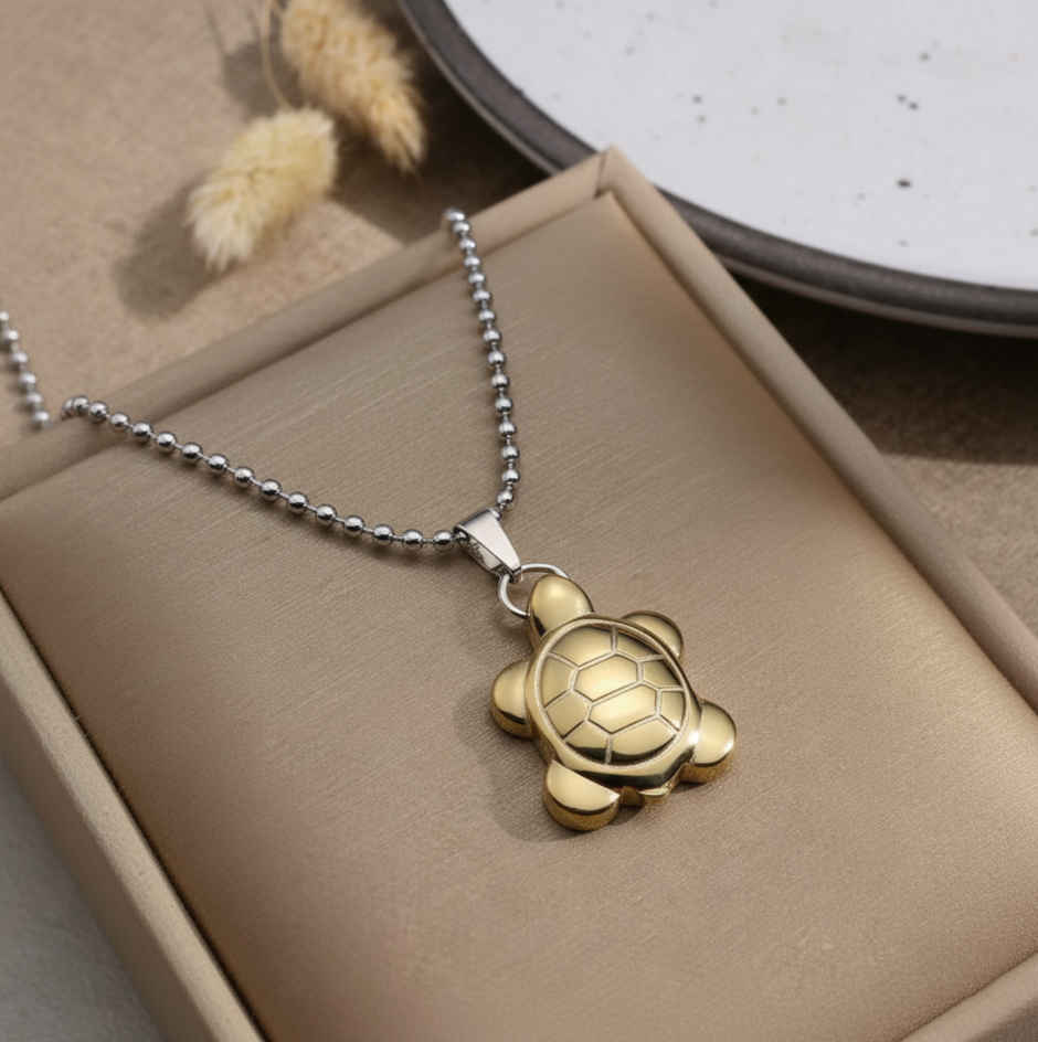 Pyrite Turtle Pendant with Chain | ServDharm