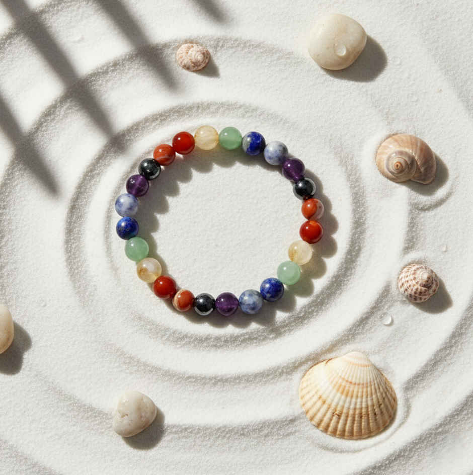 Seven Chakra Crystal Bracelet 8 mm Unisex | ServDharm