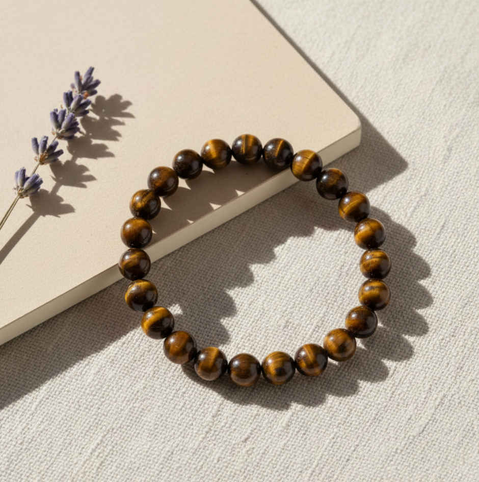 Tiger eye bracelet 8mm by Nakshatra | Natural Gemstones | Pack of 1 | ServDharm