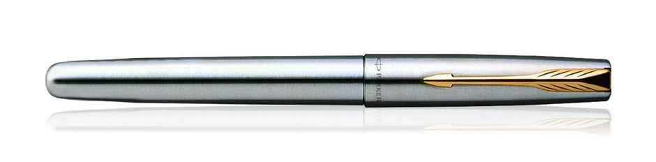 Parker Frontier Stainless Steel Gold Trim Roller Ball Pen