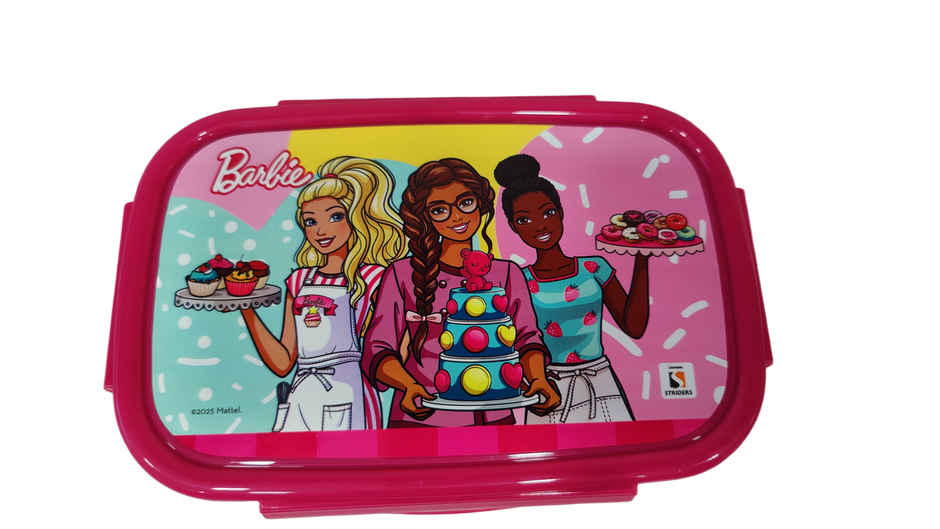 Striders Barbie Single Compartment Lunch Box With Cutlerys Multicolor | 310 ml