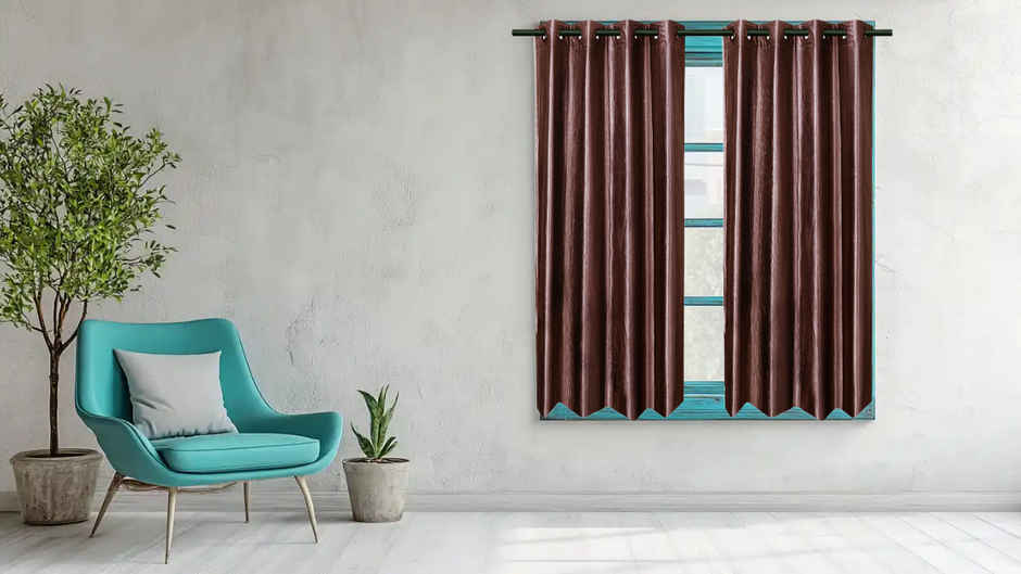 Antzco Plain Brown Window Curtain 5 ft x 4 ft | Pack of 2 | WC10