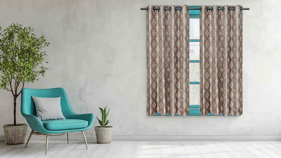 Antzco Brown Window Curtain Crazy Print 5 ft x 4 ft | Pack of 2 | WC03