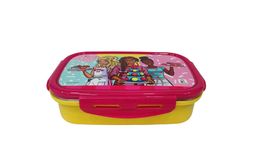 Striders Barbie Single Compartment Lunch Box With Cutlerys Multicolor | 310 ml
