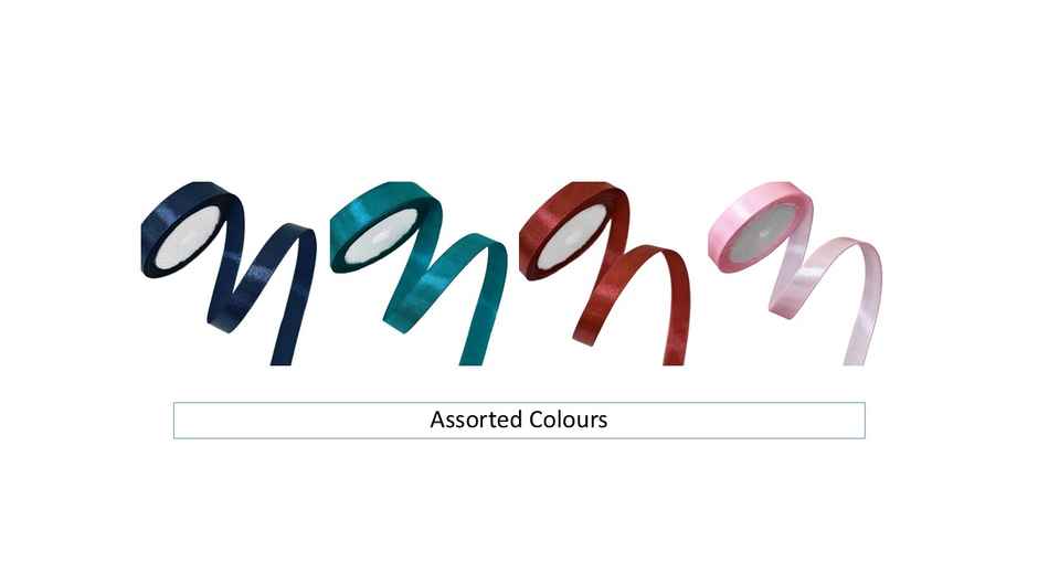 ABK Gift Ribbon Satin Role | 12 mm | 10 m Assorted colour | Single Colour pack (Colour May Vary)