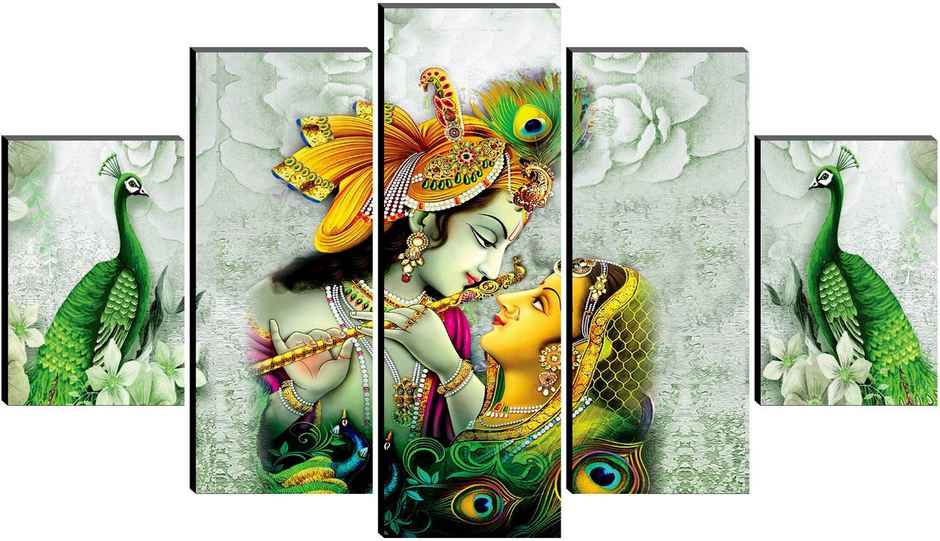 Saf Radha Krishna Religious Uv Textured Digital Reprint 18 Inch X 30 Inch (Without Frame,Pack Of 5)