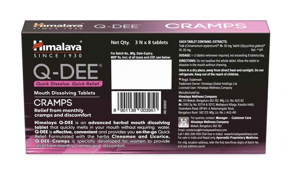 Himalaya Q-Dee (Cramps) Tabs 3Nx8'S Ind