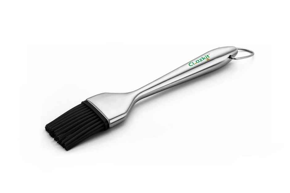 Clazkit Silicone Basting Brush, Stainless Steel Basting Brush with Silicone Bristles Black