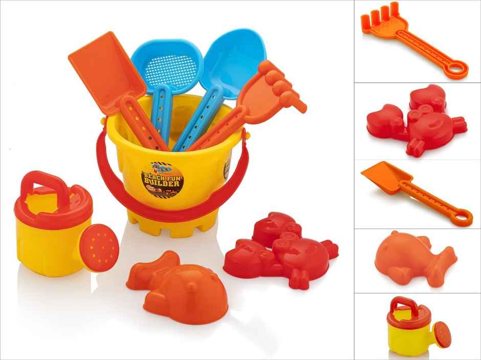 Storio Beach Sand Castle Set | Sand Toys with Fish & Crab Moulds