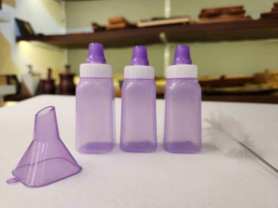 Kvg 3 Pcs Mini Sauce Bottle Brush and Funnel (Colour May Vary)