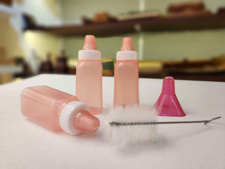 Kvg 3 Pcs Mini Sauce Bottle Brush and Funnel (Colour May Vary)