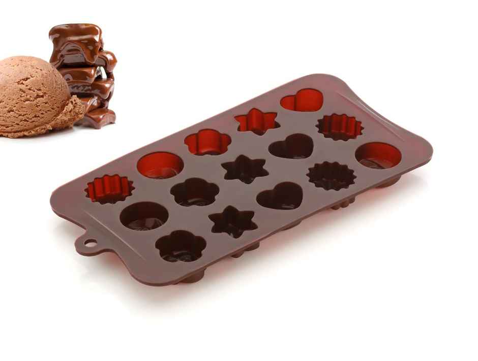 Clazkit Silicone Flower Shape Chocolate Mould (Brown, 10-Inch), 26 x 227 x 116 Millimeters