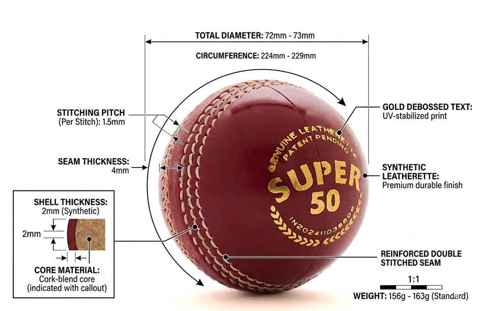 SG Leather Cricket Ball Super 50 | Red