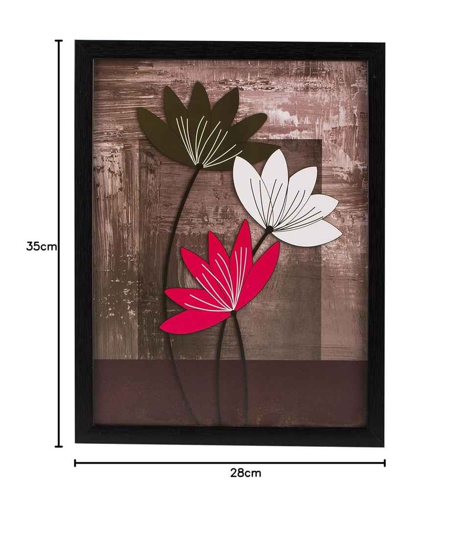 Indianara Set of 3 Multicolored Flowers Framed Art Painting