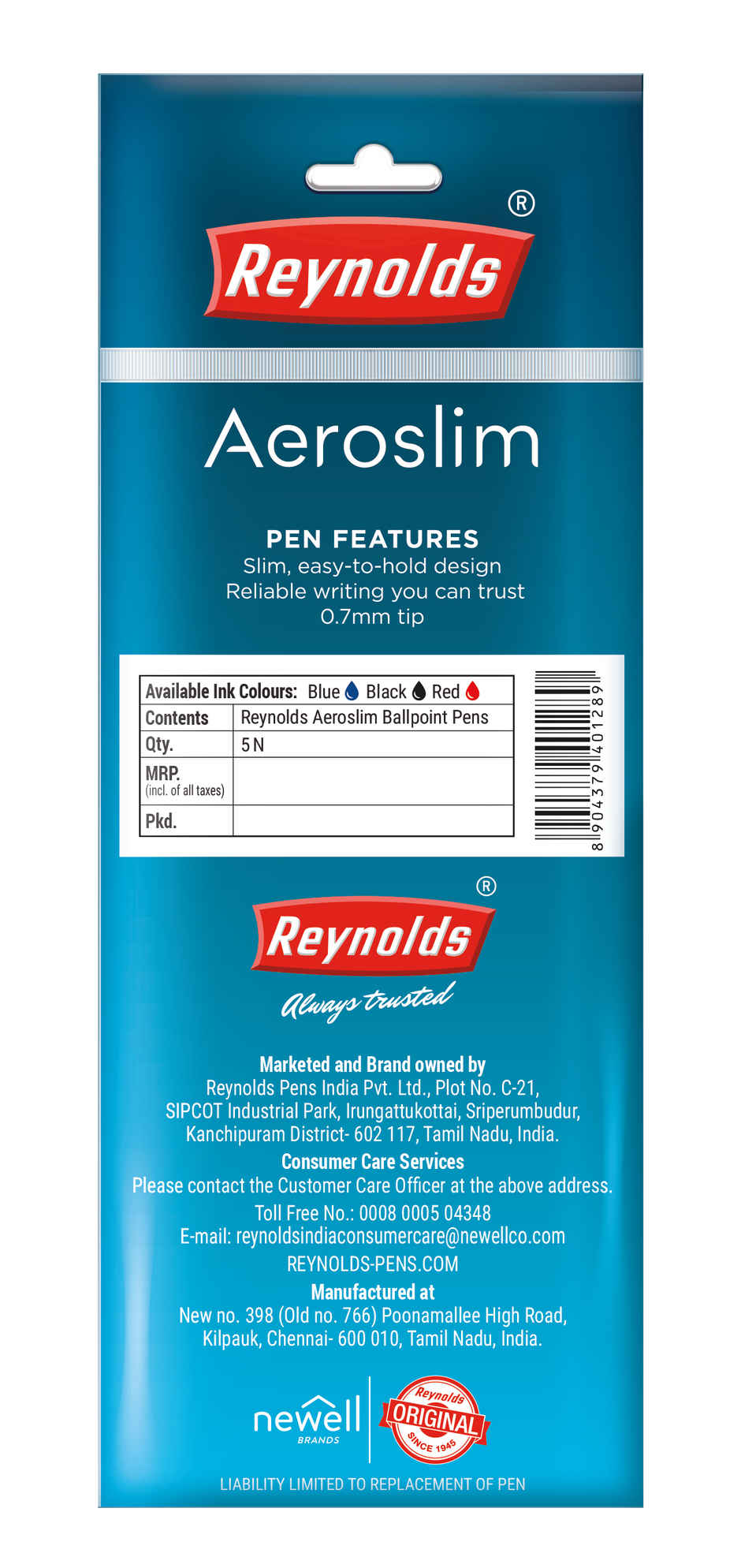 Reynolds Aeroslim Ball Pen Set (5 Red Pens)