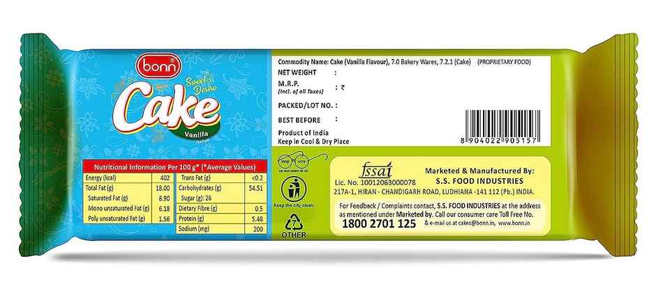 Bonn Eggless Sweet Desire Vanilla Cake 60 G | Pack of 5