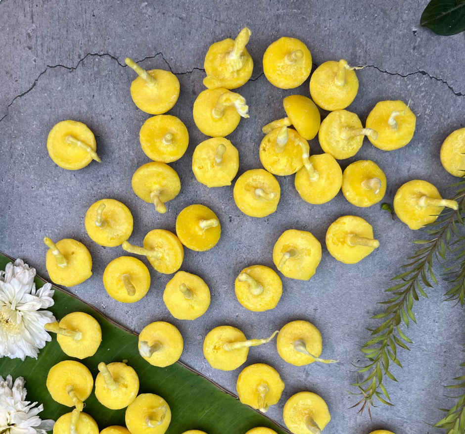 Pure Cow Ghee Diya | 50 Baatis | Yellow | Traditional | Diya-Pooja | ServDharm