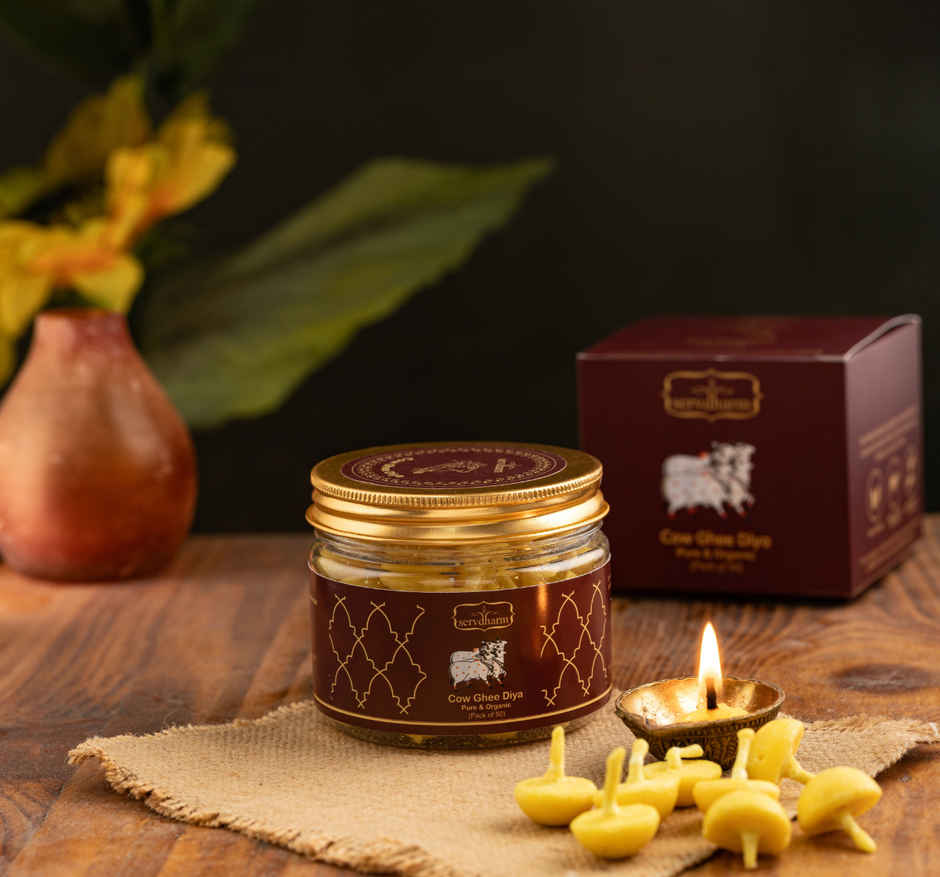 Pure Cow Ghee Diya (50 Baatis) | Yellow | Traditional | Diya-Pooja | ServDharm