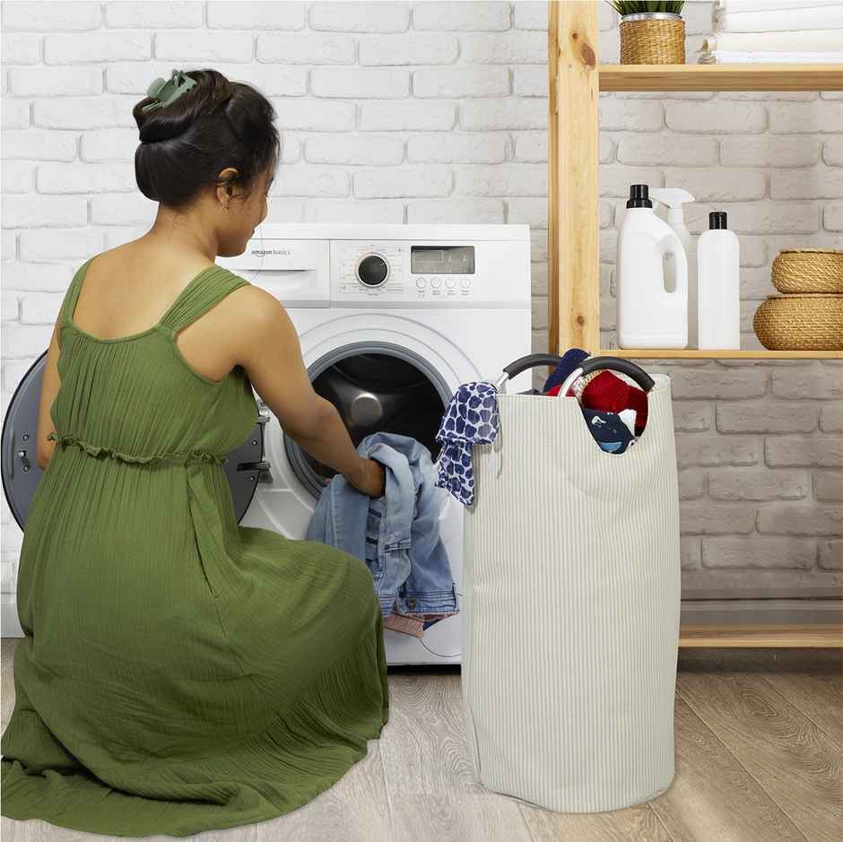 Kolorr 55L Laundry Bag For Clothes/Small Cloth Hamper Basket Foldable Beige