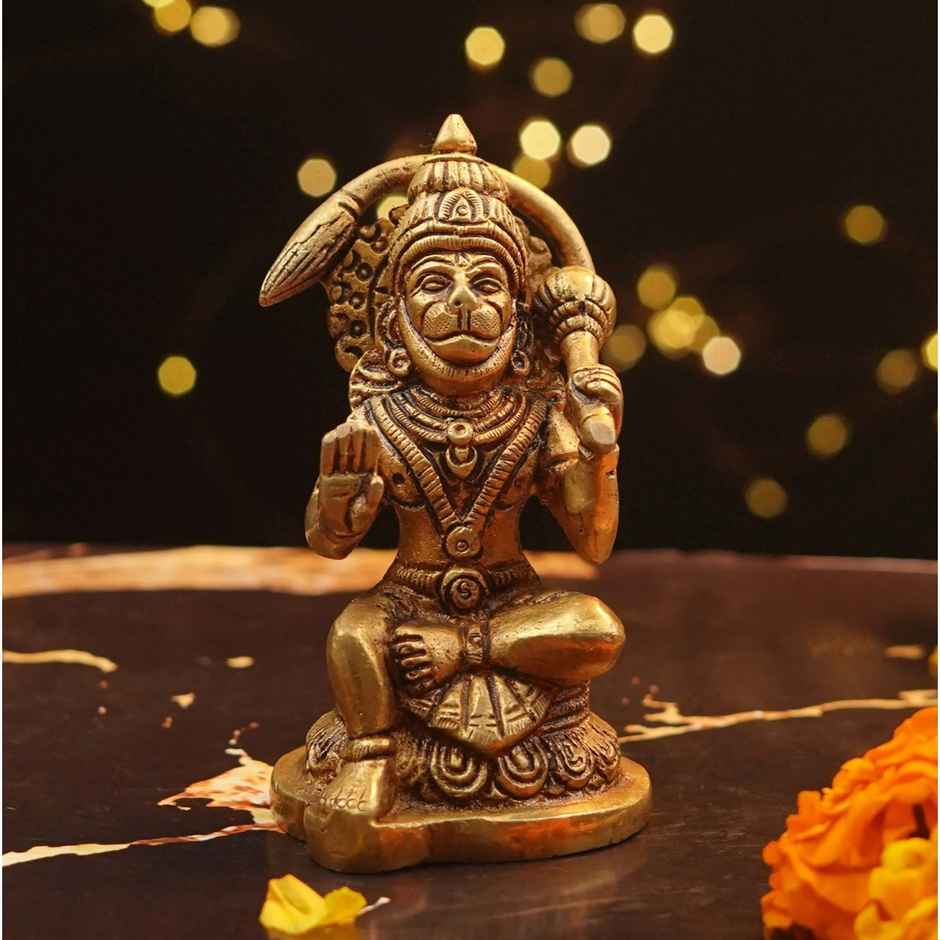 Hanuman Ji Idol | Brass Figurine | Gifts For Divine Blessings | 4 Inch | ServDharm