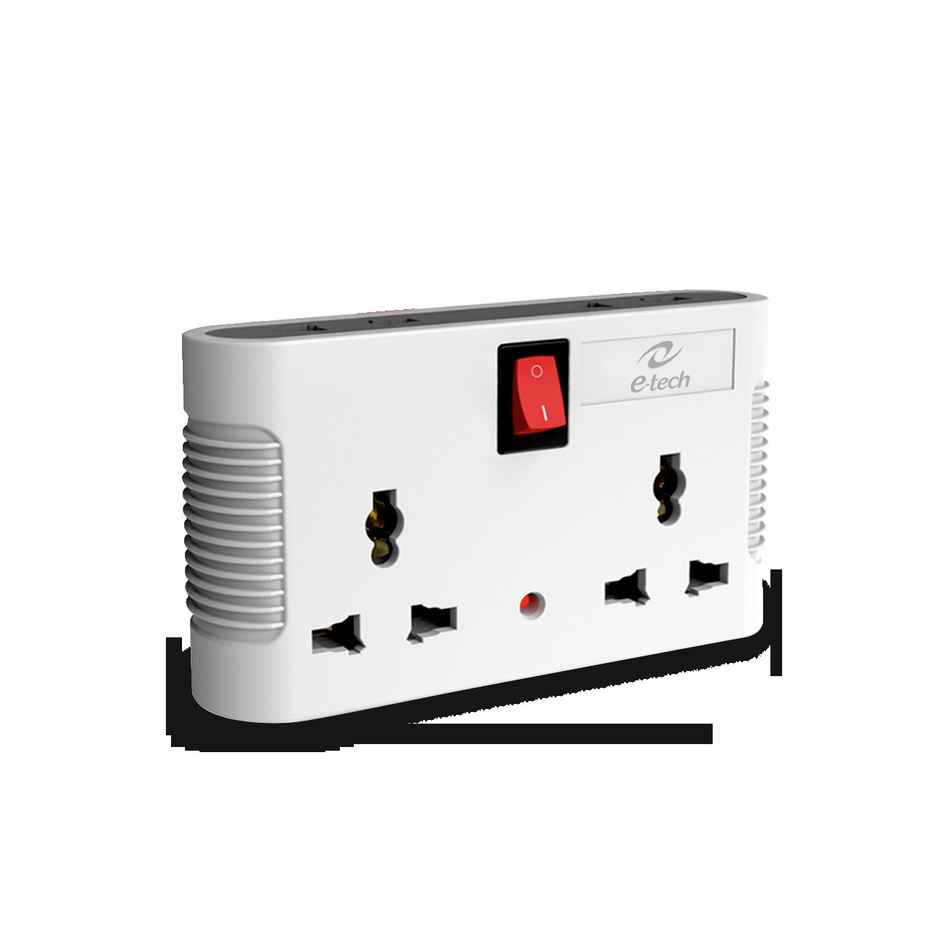 Etech Convio 4 Way Multiplug Adaptor with 2 Universal Sockets |Inbuilt Surge Protection & Power supply Indicator | Compact & Light weight | 6Amp Multiplug socket for Home, Office - White