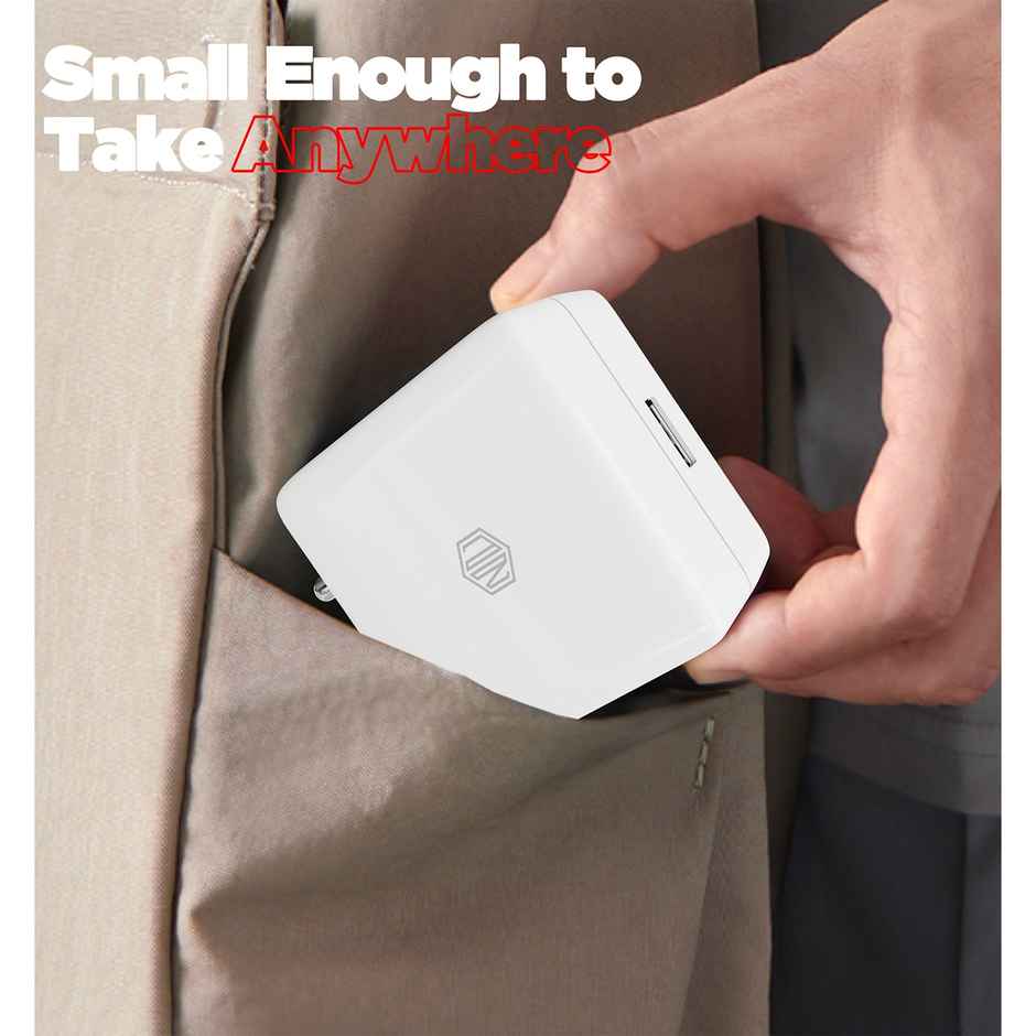 Nu Republic All In One 25W 5A Fast Charging Adapter with Cable (USB To Type-C) - White & Red