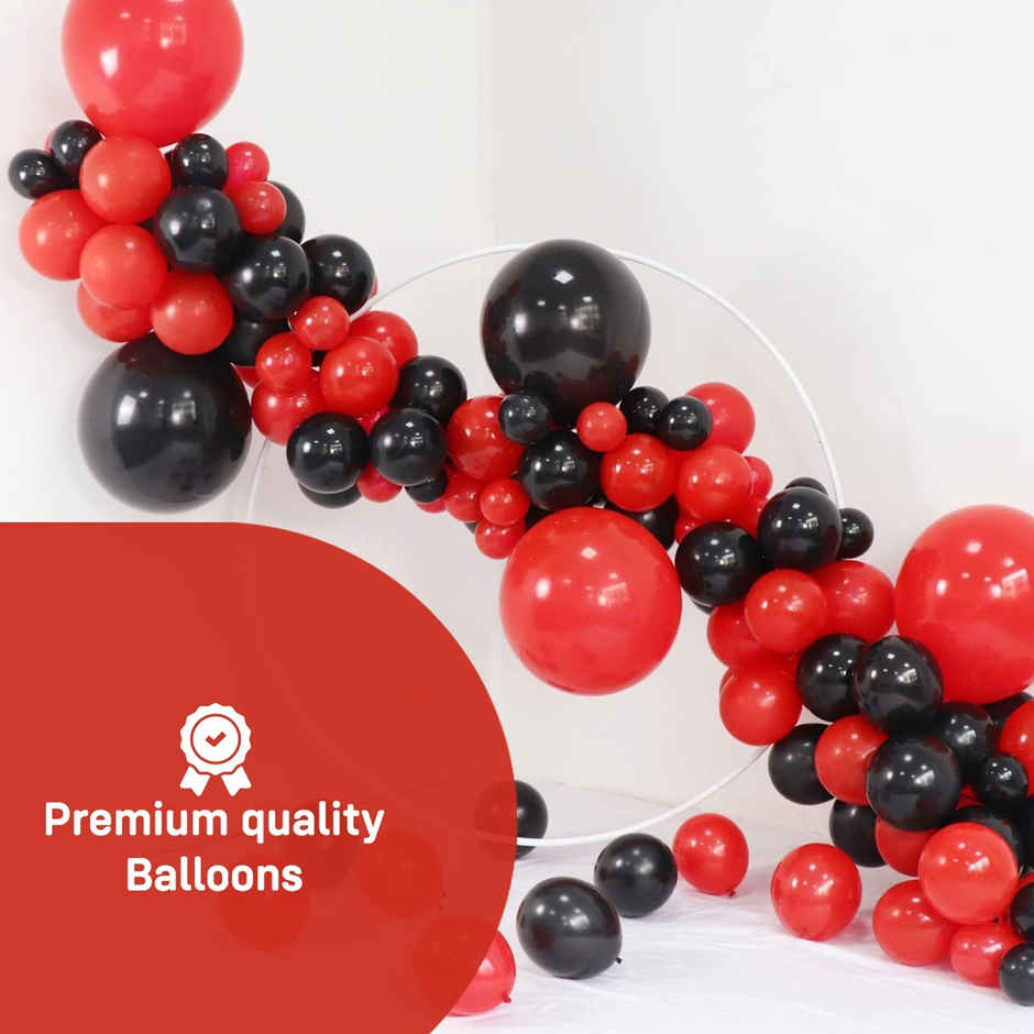 Red And Black Metallic Balloons | Pack of 50 | Party Propz