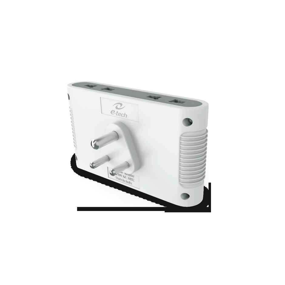 Etech Convio 4 Way Multiplug Adaptor with 2 Universal Sockets |Inbuilt Surge Protection & Power supply Indicator | Compact & Light weight | 6Amp Multiplug socket for Home, Office - White