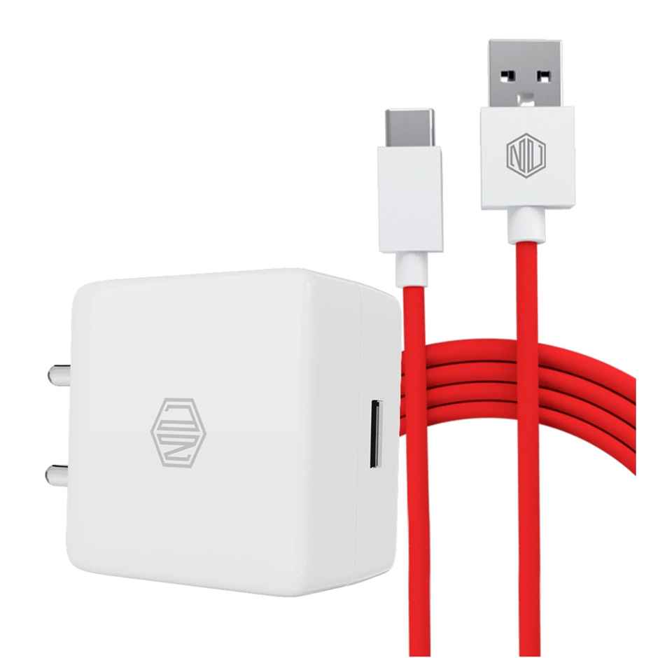 Nu Republic All In One 25W 5A Fast Charging Adapter with Cable (USB To Type-C) - White & Red