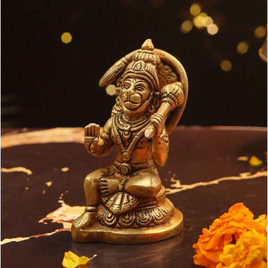 Hanuman Ji Idol | Brass Figurine | Gifts For Divine Blessings | 4 Inch | ServDharm