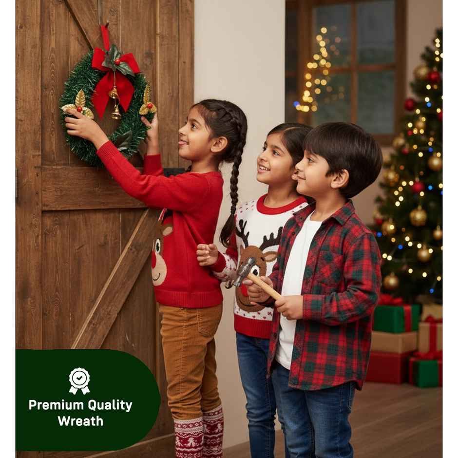 Christmas Wreath for Decoration | Reusable Christmas Wreaths for Front Door and Wall | Party Propz