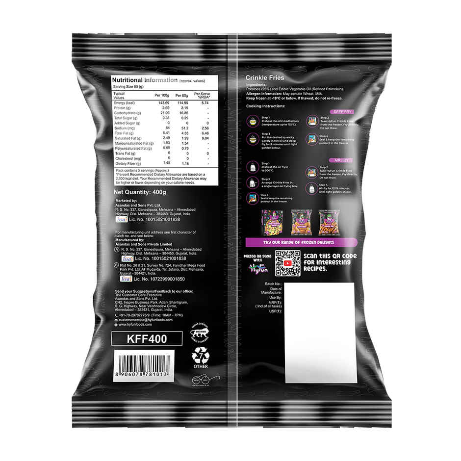 HyFun Crinkle French Fries, Crunchy & Air Fryer Friendly | Frozen