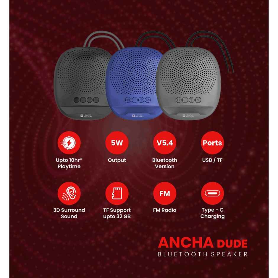 Swiss Military Audio Bluetooth Speaker Ancha Dude Black