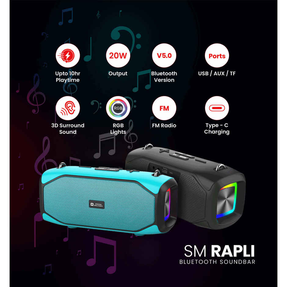 Swiss Military Audio SM RAPLI Bluetooth Speaker | Black