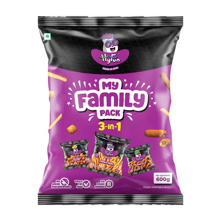 HyFun My Family Pack | 3-in-1 French Fries, Chilli Garlic Poppers & Veggie Stix | Frozen