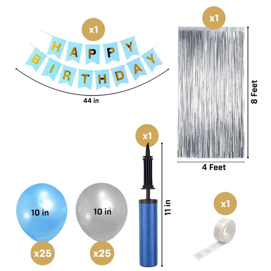 Blue Birthday Decoration Items | Dark Blue Metallic | Confetti | Pack Of 55 | Party Propz