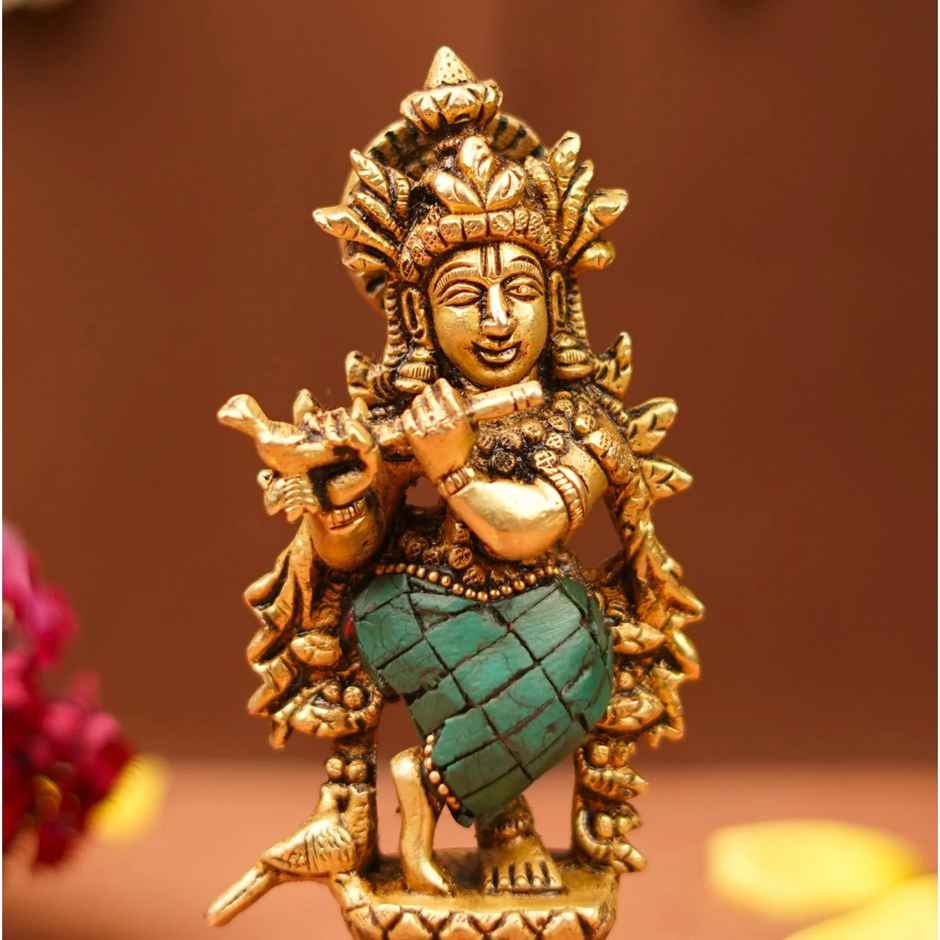 Serene Lord Krishna Statue Playing Flute | 5 Inch | ServDharm