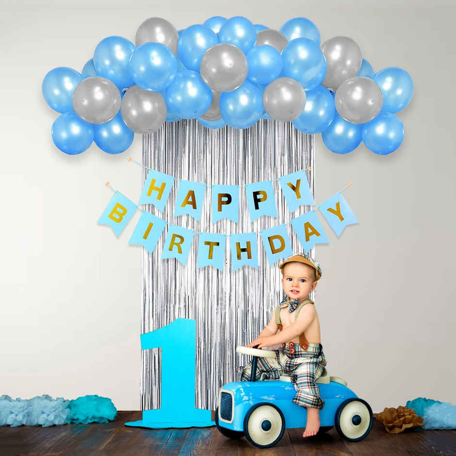 Blue Birthday Decoration Items | Dark Blue Metallic | Confetti | Pack Of 55 | Party Propz