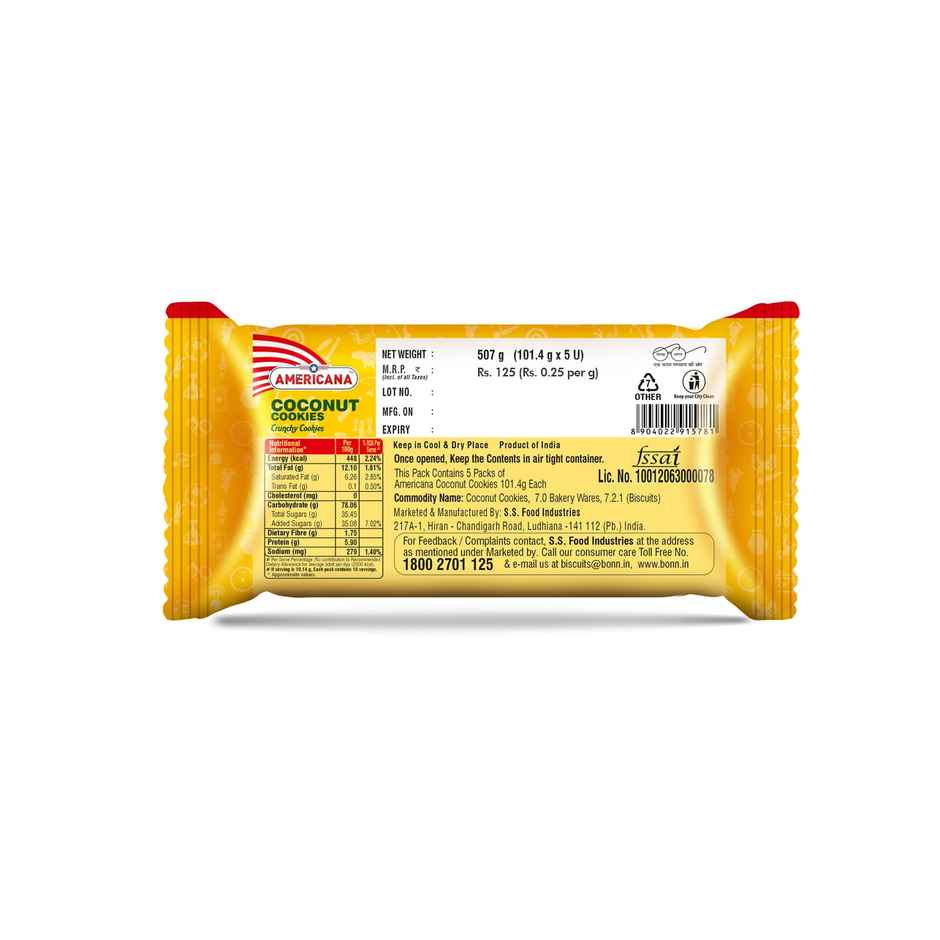 Americana Coconut Cookies - Crispy Crunchy Biscuits With Real Coconut Flavor - Family Pack