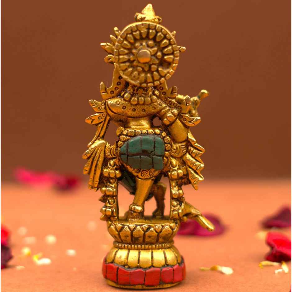 Serene Lord Krishna Statue Playing Flute | 5 Inch | ServDharm