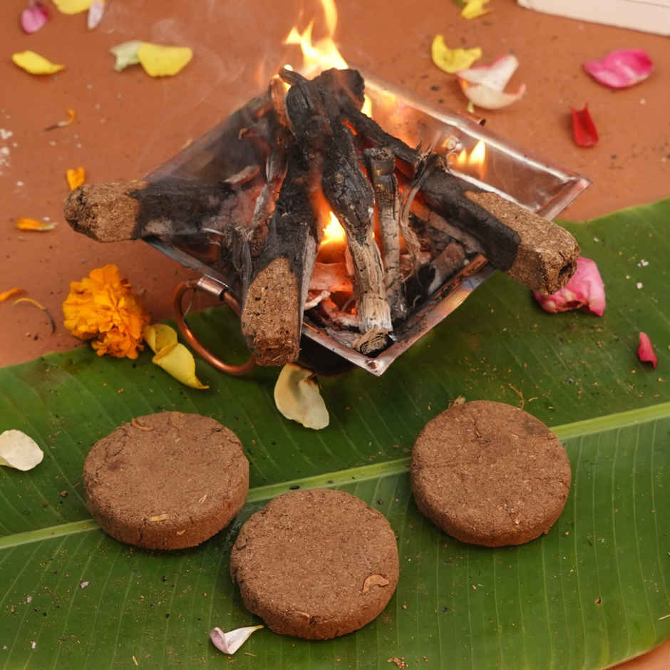 Cow Dung Cakes | Gobar Uple | For Hawan & Puja | Pack  of 12 | ServDharm