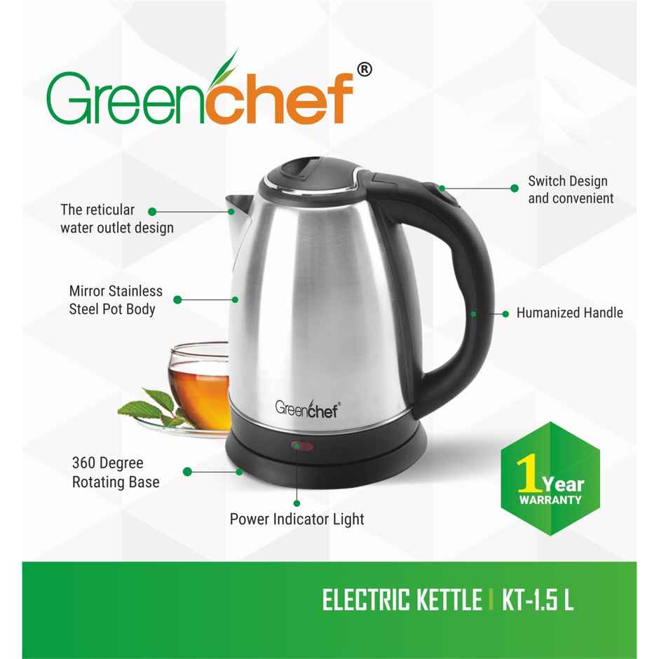 Greenchef Kettle Combo | Kettle 1.5ltrs Swift +SS Water 900 ml