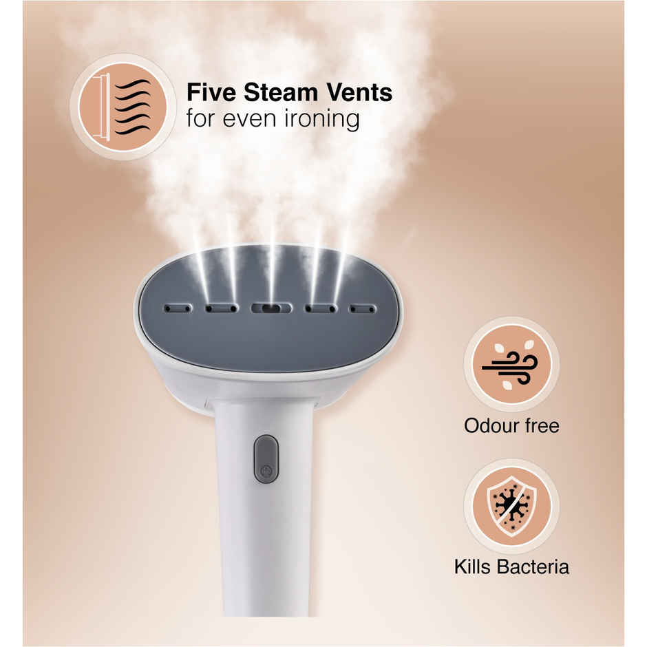 Usha Garment Steamer Techne 500 (1300W, Continious Steam Output Up To 20G/Min, 80Ml Tank, White)