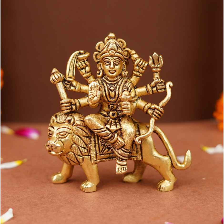 Sherawali Mata Brass Statue | 4 Inch | ServDharm