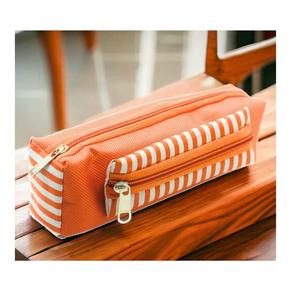 Double Zipper Multi design Stationery/Travel Pouch, Assorted Color